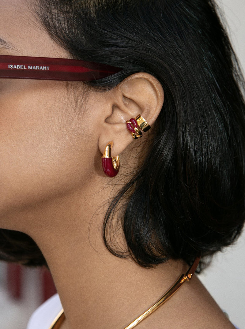 Enamel Link Earcuff - Midnight Maroon - MISHO - Earrings