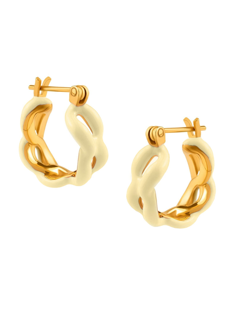 Enamel Link Huggy Hoops - MISHO - Earrings