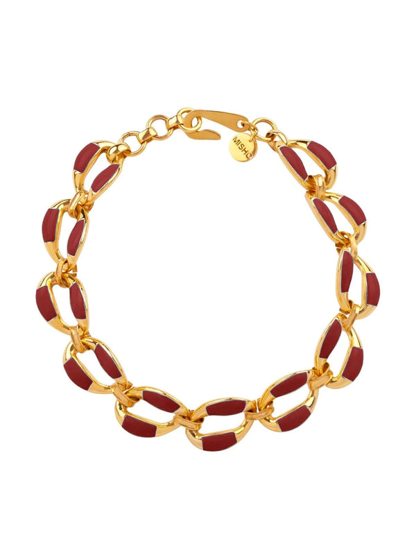 Enamelled Link Choker - Midnight Maroon - MISHO - Necklace