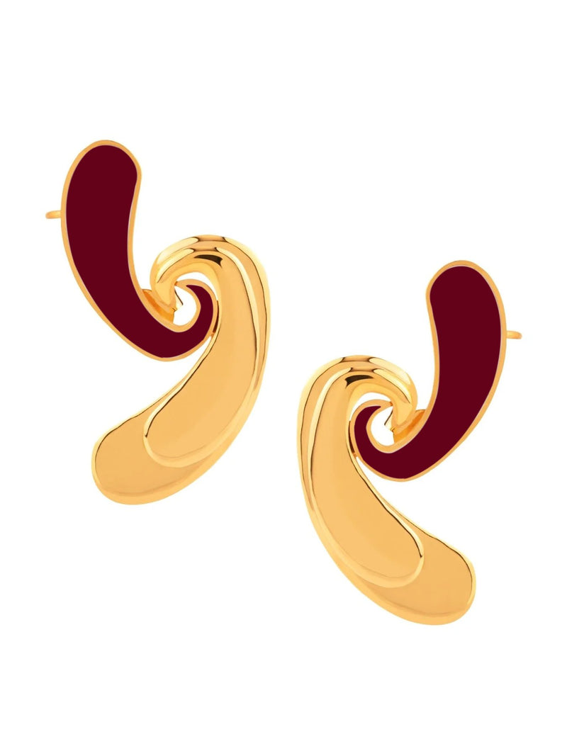 Enamelled Paisely Earcuff - Midnight Maroon - MISHO - Earrings