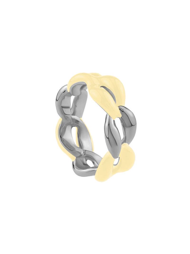 Juicy Silver Link Ring - Butter Yellow