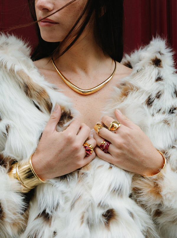 Juicy Gold Link Ring - Midnight Maroon - MISHO - Rings