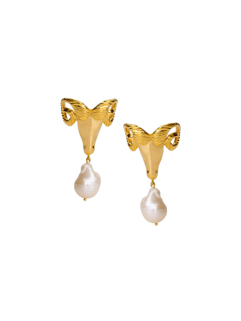 Ram Pearl Drop Earrings - MISHO - Earrings
