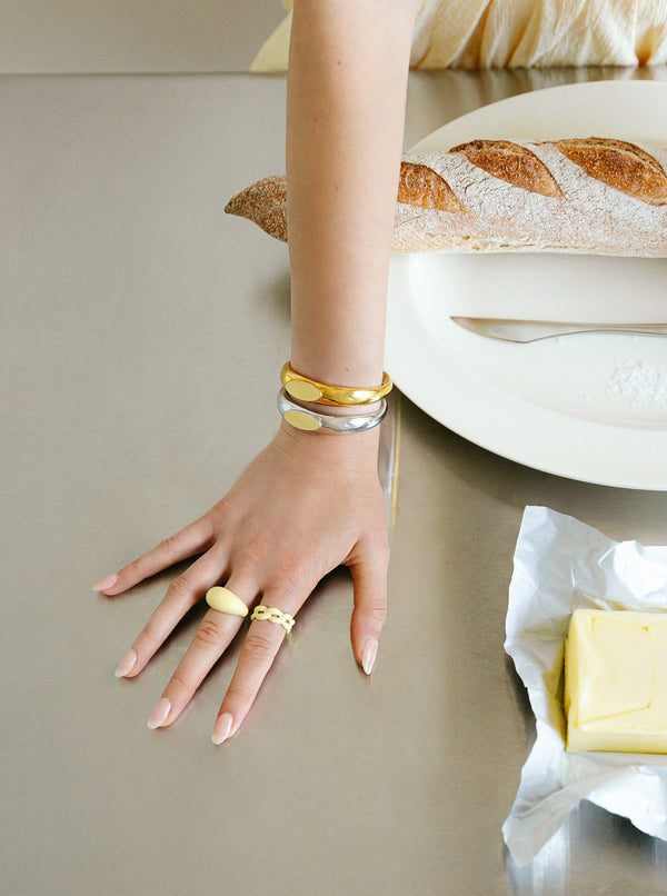 Stackable Enamel Cuff - Butter Yellow - MISHO - Bracelets