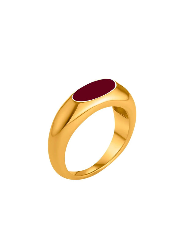 Stackable Enamel Ring - Midnight Maroon - MISHO - Rings