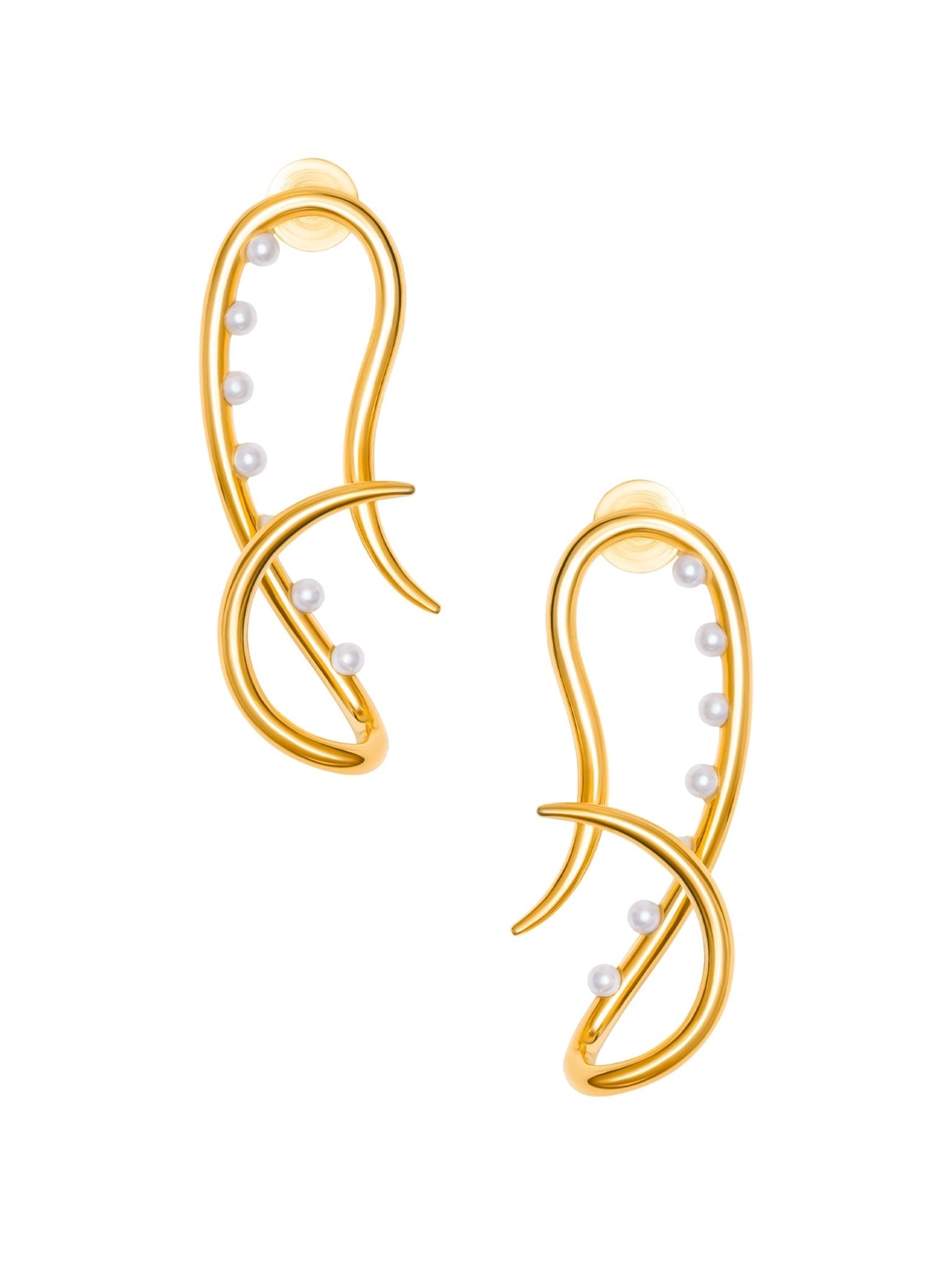 Twist Link Earrings with Pearls - MISHO - Earrings